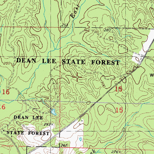 Topographic Map of Dean Lee State Forest, LA