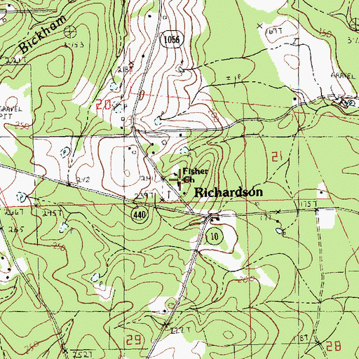Topographic Map of Fisher Church, LA