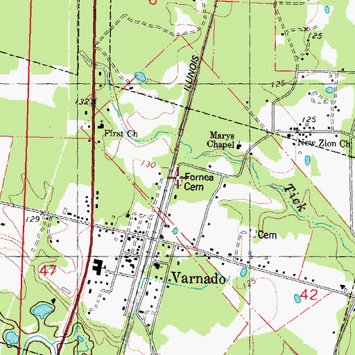 Topographic Map of Fornea Cemetery, LA