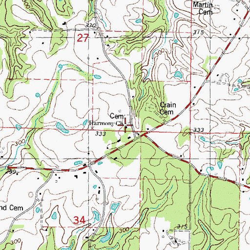 Topographic Map of Harmony Church, LA