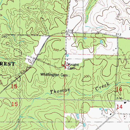 Topographic Map of Knight Cemetery, LA