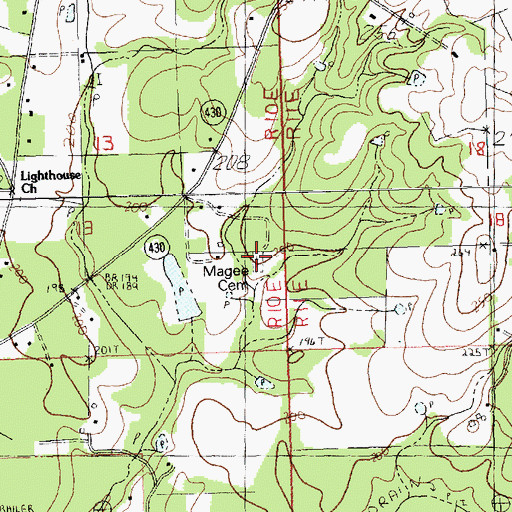Topographic Map of Magee Cemetery, LA