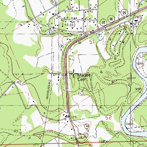 Topographic Map of Magee Cemetery, LA