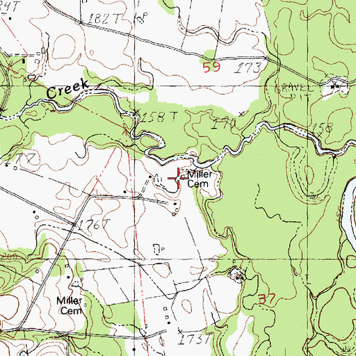 Topographic Map of Miller Cemetery, LA