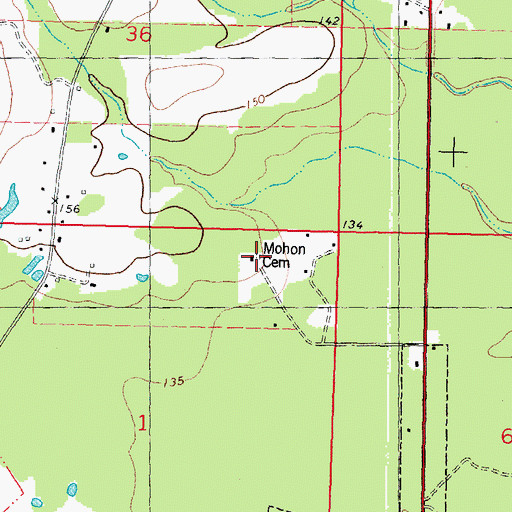 Topographic Map of Mohon Cemetery, LA