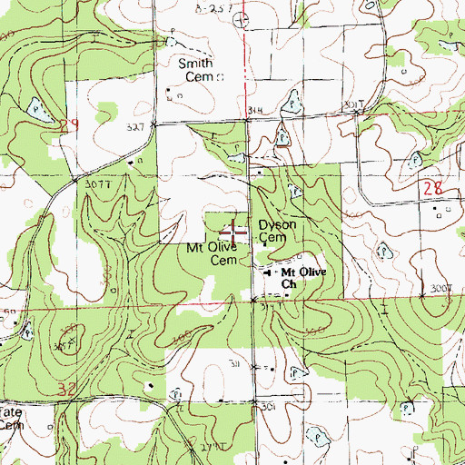 Topographic Map of Mount Olive Cemetery, LA