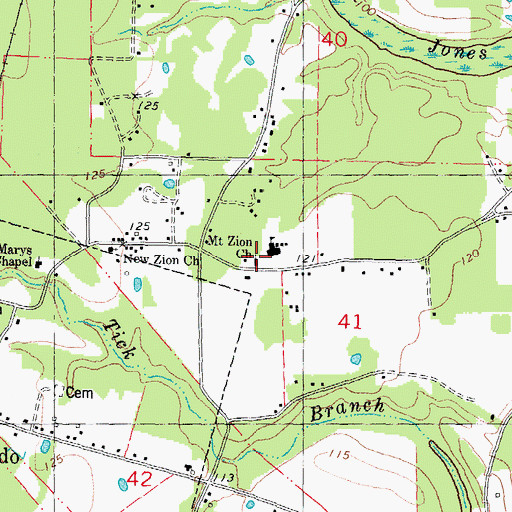 Topographic Map of Mount Zion Church, LA