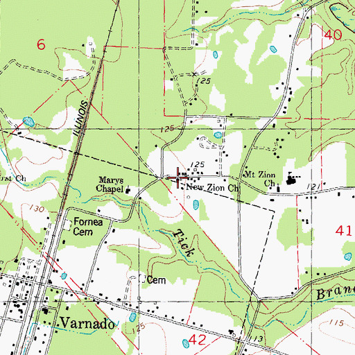 Topographic Map of New Zion Church, LA