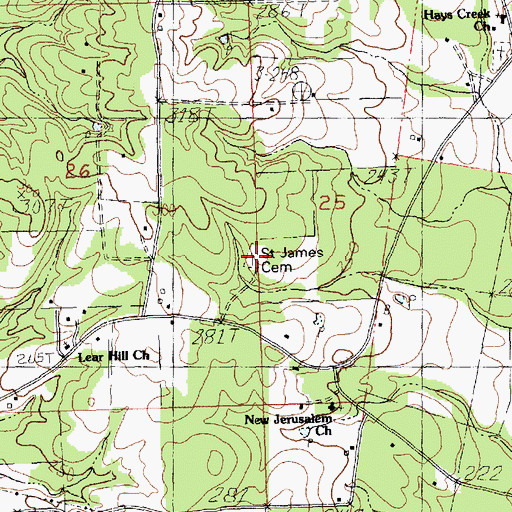 Topographic Map of Saint James Cemetery, LA
