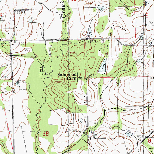 Topographic Map of Simmons Cemetery, LA