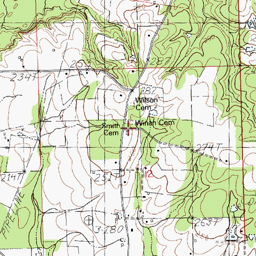 Topographic Map of Smith Cemetery, LA