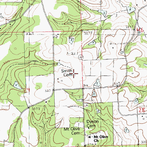 Topographic Map of Smith Cemetery, LA