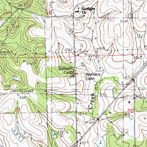 Topographic Map of Sylvest Cemetery, LA