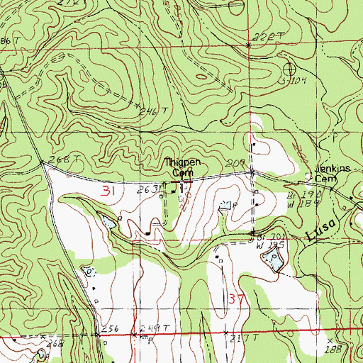 Topographic Map of Thigpen Cemetery, LA