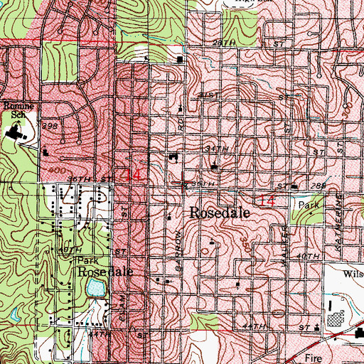 Topographic Map of Rosedale, AR