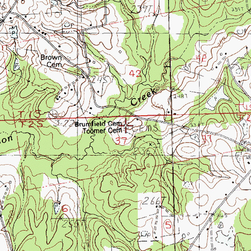 Topographic Map of Toomer Cemetery, LA