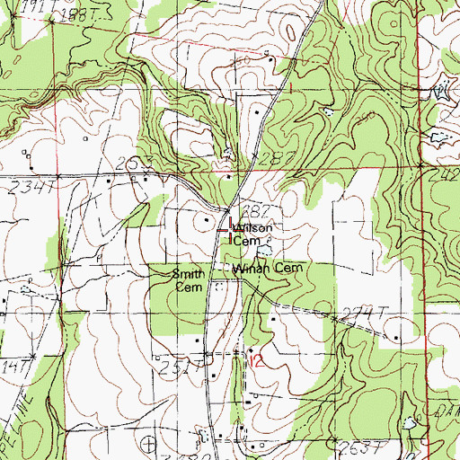 Topographic Map of Wilson Cemetery, LA