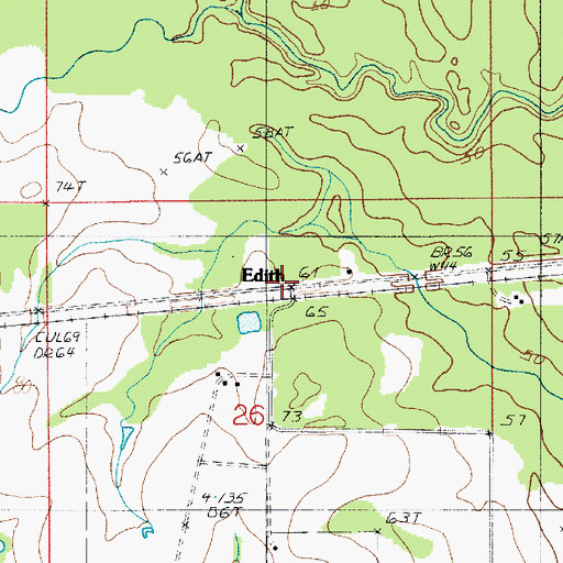 Topographic Map of Edith, LA