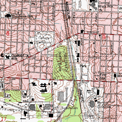 Topographic Map of Roselawn Cemetery, AR