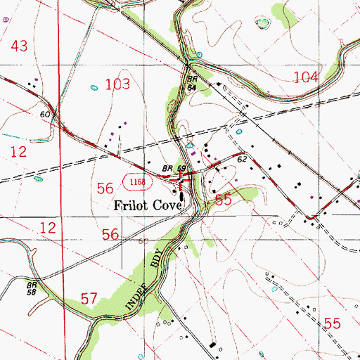 Topographic Map of Frilot Cove, LA