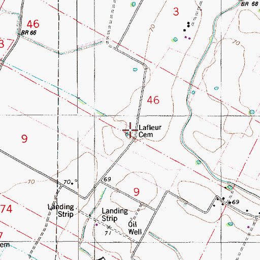 Topographic Map of Lafleur Cemetery, LA