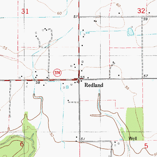 Topographic Map of Redland, LA