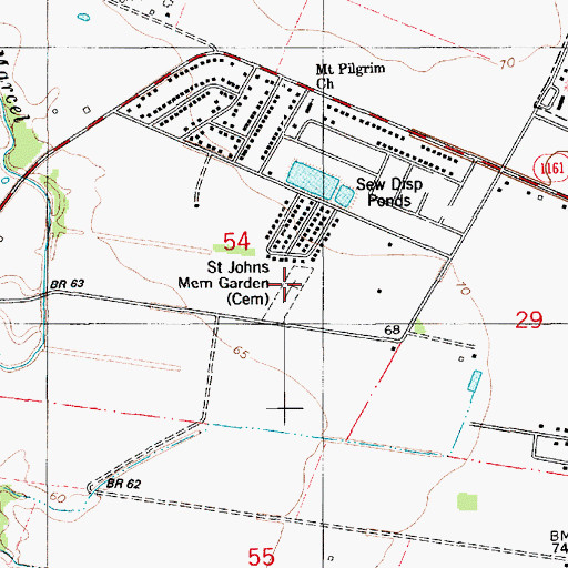 Topographic Map of Saint Johns Memorial Garden, LA