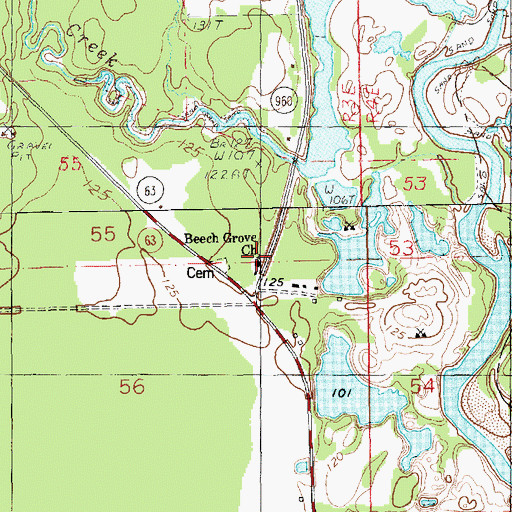 Topographic Map of Beech Grove Church, LA