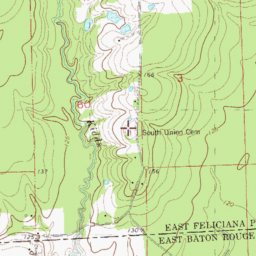 Topographic Map of South Union Cemetery, LA