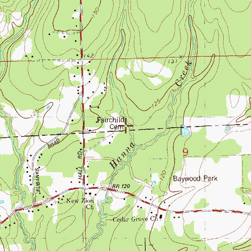 Topographic Map of Fairchild Cemetery, LA