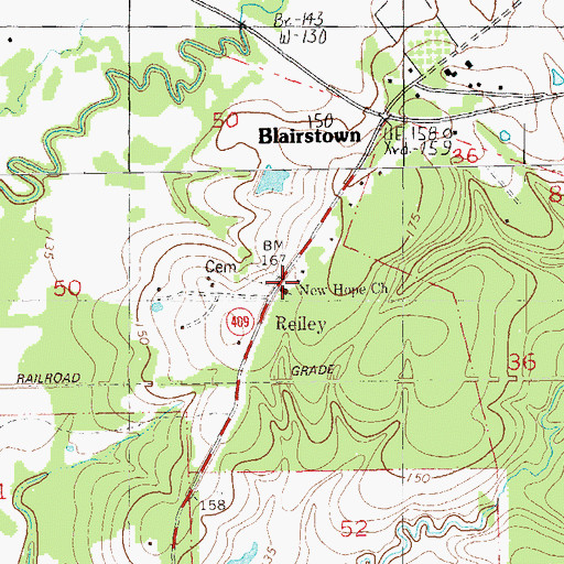 Topographic Map of New Hope Church, LA