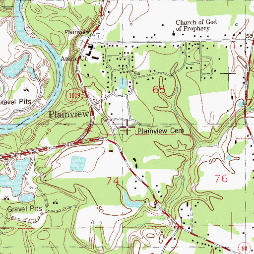 Topographic Map of Plainview Cemetery, LA