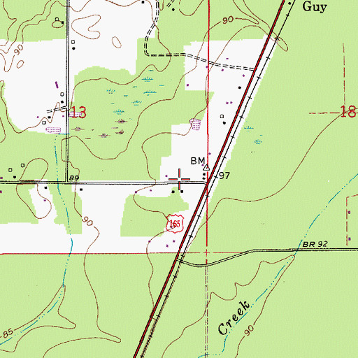 Topographic Map of Saint Johns Chapel (historical), LA