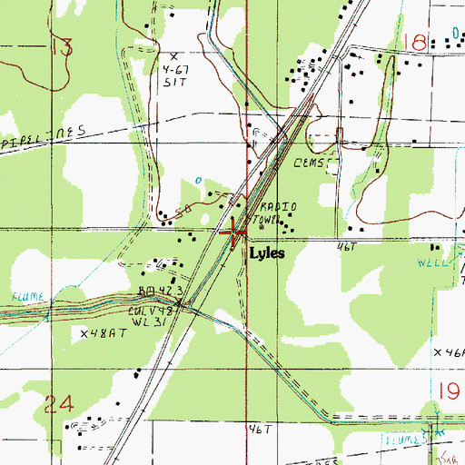 Topographic Map of Lyles, LA