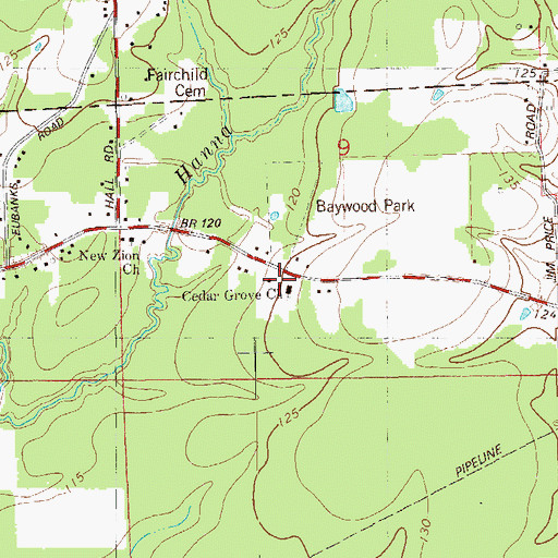 Topographic Map of Cedar Grove Church, LA