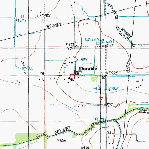 Topographic Map of Duralde, LA