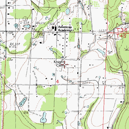 Topographic Map of Knight Cemetery, LA