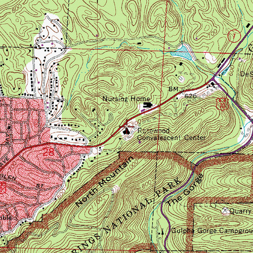 Topographic Map of Rosewood Convalescent Center, AR