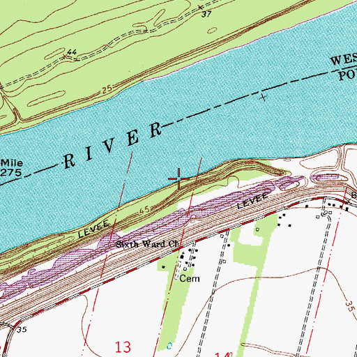 Topographic Map of Boies Point Revetment, LA