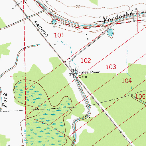 Topographic Map of False River, LA
