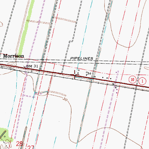 Topographic Map of Kelsey, LA
