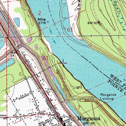 Topographic Map of Morganza Revetment, LA