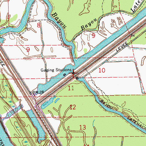 Topographic Map of Pointe Coupee Drainage Structure, LA