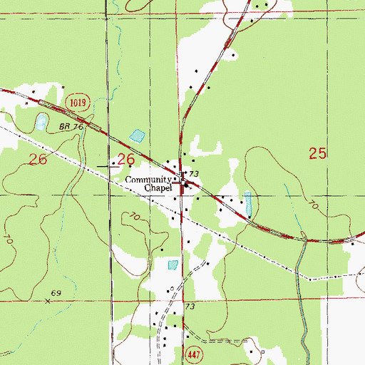 Topographic Map of Community Chapel, LA