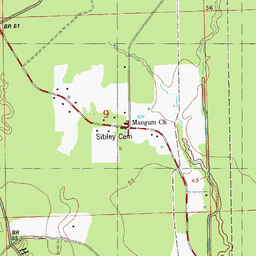 Topographic Map of Sibley Cemetery, LA