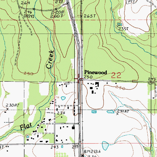 Topographic Map of Pinewood, LA