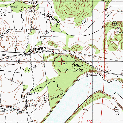 Topographic Map of Blue Lake, LA