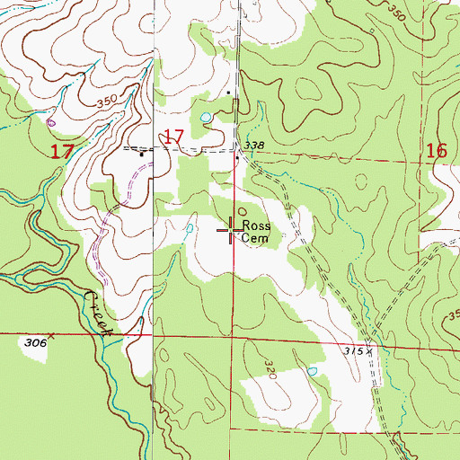 Topographic Map of Ross Cemetery, AR
