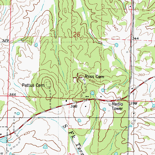 Topographic Map of Ross Cemetery, AR