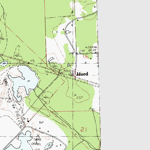 Topographic Map of Hurd, LA